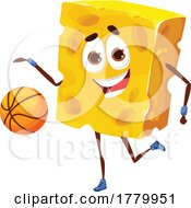 Poster, Art Print Of Cheese Mascot Playing Basketball