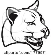 Poster, Art Print Of Black And White Cougar Mountain Lion Puma Mascot Head
