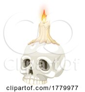 Poster, Art Print Of Burning Candle On A Skull