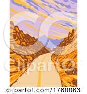 Poster, Art Print Of Red Rock Canyon National Conservation Area In Nevada Usa With Road Wpa Poster Art