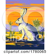 Poster, Art Print Of American Desert Hare In Joshua Tree National Park In The Mojave Desert California Wpa Poster Art