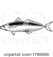 Poster, Art Print Of Round Scad Fish Or Mackerel Scad Side View Mascot Retro