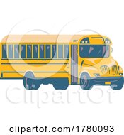 Poster, Art Print Of Yellow School Bus Or Tour Bus Viewed From Side Wpa Poster Art