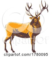Poster, Art Print Of Elk Cervus Canadensis Or Wapiti Viewed From Side Wpa Poster Art