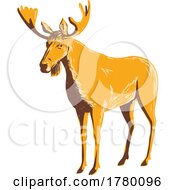 Poster, Art Print Of Adult Male Moose Or Elk Viewed From Side Wpa Poster Art