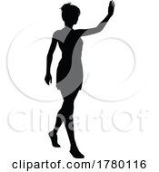 Woman Walking And Waving Silhouette