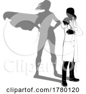 Poster, Art Print Of Doctor Woman Ponting Silhouette Super Hero Shadow