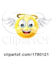 Poster, Art Print Of Angel Emoji Emoticon Man Face Cartoon Icon Mascot