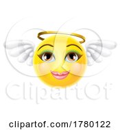 Poster, Art Print Of Angel Emoji Emoticon Woman Female Cartoon Icon