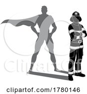 Superhero Firefighter Fireman Super Hero Shadow by AtStockIllustration