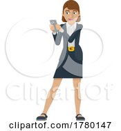 Business Woman Holding Phone Cartoon Mascot by AtStockIllustration