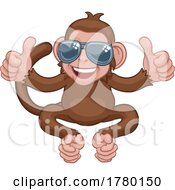 Poster, Art Print Of Monkey Sunglasses Cartoon Animal Giving Thumbs Up