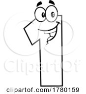 Poster, Art Print Of Cartoon Black And White Number One Character
