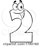 Poster, Art Print Of Cartoon Black And White Number Two Character