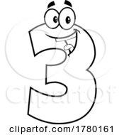Poster, Art Print Of Cartoon Black And White Number Three Character