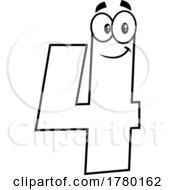 Poster, Art Print Of Cartoon Black And White Number Four Character