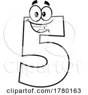 Poster, Art Print Of Cartoon Black And White Number Five Character