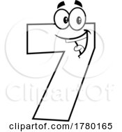 Poster, Art Print Of Cartoon Black And White Number Seven Character