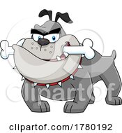 Poster, Art Print Of Cartoon Bulldog Mascot With A Bone