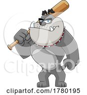 Cartoon Bulldog Mascot With A Baseball Bat