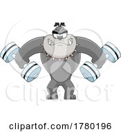 Poster, Art Print Of Cartoon Bulldog Mascot With Dumbbells