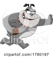 Cartoon Bulldog Mascot Playing Football