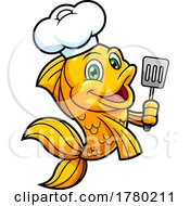 Cartoon Goldfish Chef Mascot Holding A Spatula