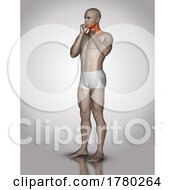 3D Male Figure Holding His Throat In Pain
