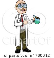 Cartoon Male Science Teacher Holding A Flask