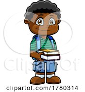 Poster, Art Print Of Cartoon School Boy Holding Books