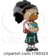 Cartoon School Girl Holding Books