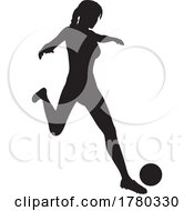 Poster, Art Print Of Female Soccer Football Player Woman Silhouette