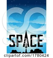 Poster, Art Print Of Rocket Launch Over A Blue Starry Night Sky