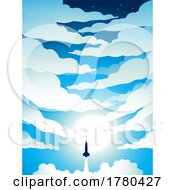 Poster, Art Print Of Rocket Launch Over A Cloudy Blue Sky