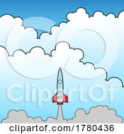 Poster, Art Print Of Rocket Launching And Flying Into The Blue Sky