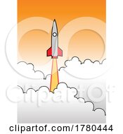 Poster, Art Print Of Rocket Launching And Flying Into The Blue Sky