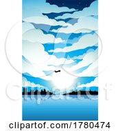 Poster, Art Print Of Istanbul Silhouette Under A Blue Cloudy Sky With Bright Moon