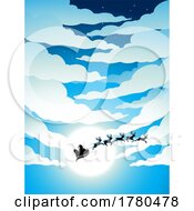 Silhouetted Magic Flying Christmas Reindeer And Santas Sleigh Agaisnt Moon by cidepix