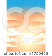 Poster, Art Print Of Cloudy Orange Sky With Bright Sun Light And Stars