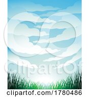 Poster, Art Print Of Fisheye View Of Clouds And Grass Over A Bright Sky