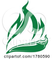Green Pepper And Flames