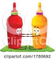 Ketchup And Mustard Yoga Food Mascots by Vector Tradition SM