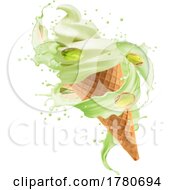 Pistachio Ice Cream Cone by Vector Tradition SM