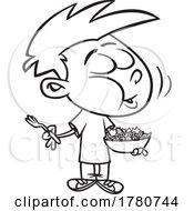 Poster, Art Print Of Cartoon Black And White Boy Eating A Word Salad