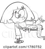 Poster, Art Print Of Cartoon Black And White Girl With A Hodgepodge Of Food