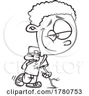 Poster, Art Print Of Cartoon Black And White Boy Dilly Dallying