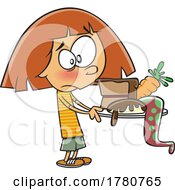 Cartoon Girl With A Hodgepodge Of Food
