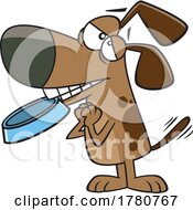 Cartoon Dog Beggar With A Bowl In His Mouth by toonaday