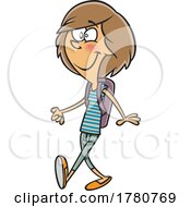 Cartoon Girl Walking To School by toonaday
