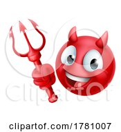 Poster, Art Print Of Devil Emoji Emoticon Man Face Cartoon Icon Mascot